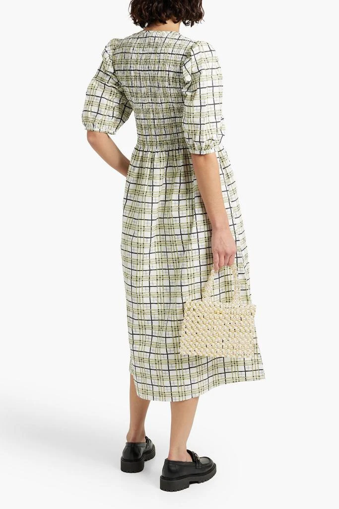shrimps Daria shirred checked cotton-poplin midi dress 3
