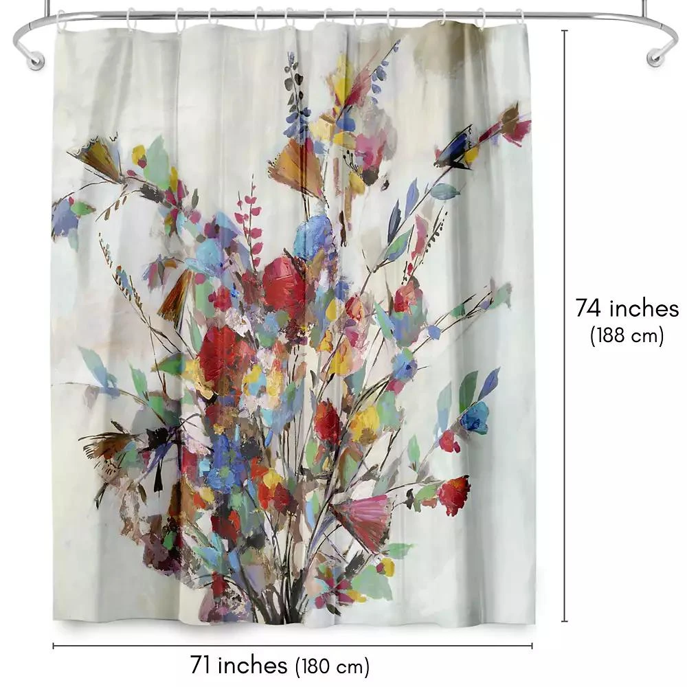 Americanflat 71x74 Floral Shower Curtain - Spring Bouquet by PI Creative Art 2