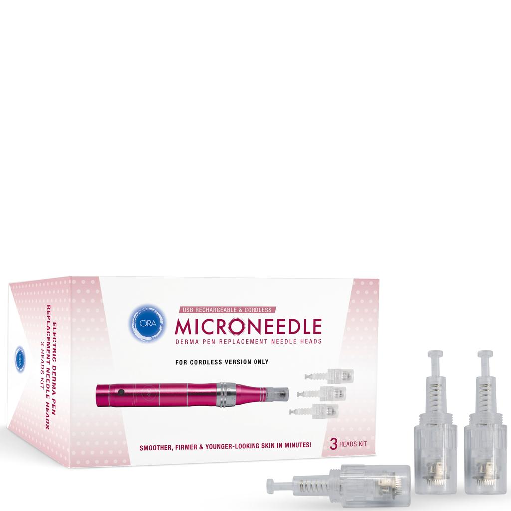 Beauty ORA ORA Electric Microneedle Roller Derma Pen Replacement Heads - 3 Heads Kit