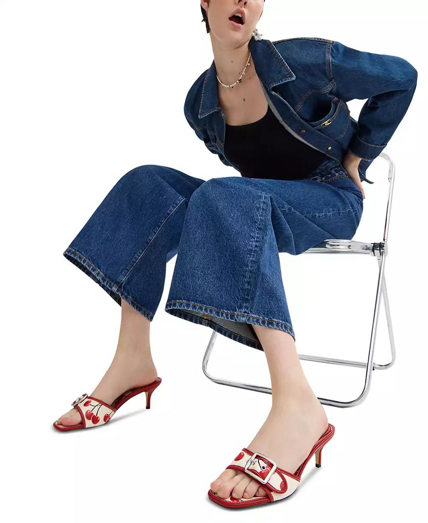 Margot Cherry Print Leather Kitten Heel Sandals – On Sale