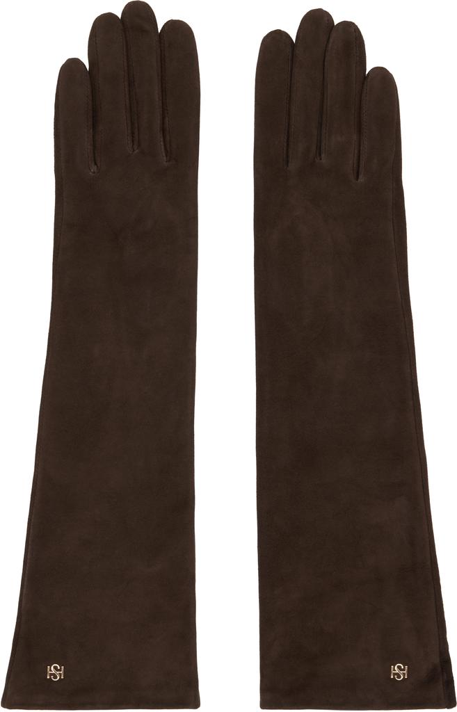 Handsome Stockholm Brown Essentials Long Suede Gloves