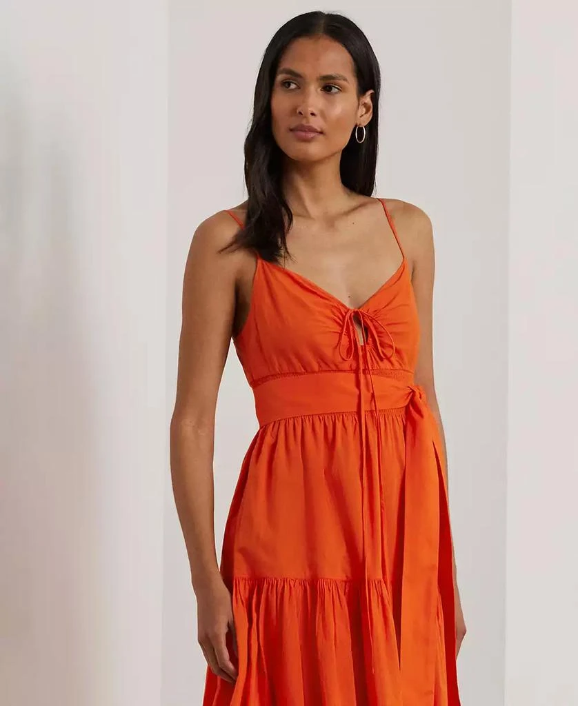Ralph Lauren Women's Belted Cotton Voile Sleeveless Dress 4