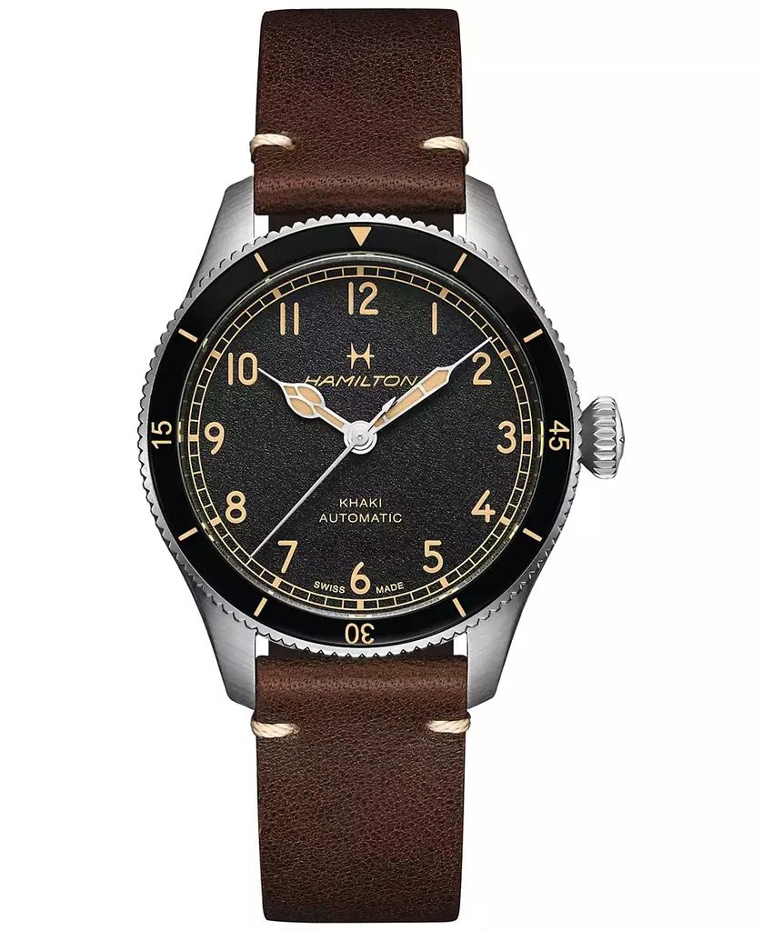 Hamilton Men's Khaki Aviation Pioneer Automatic Brown Leather Strap Watch 38mm 1