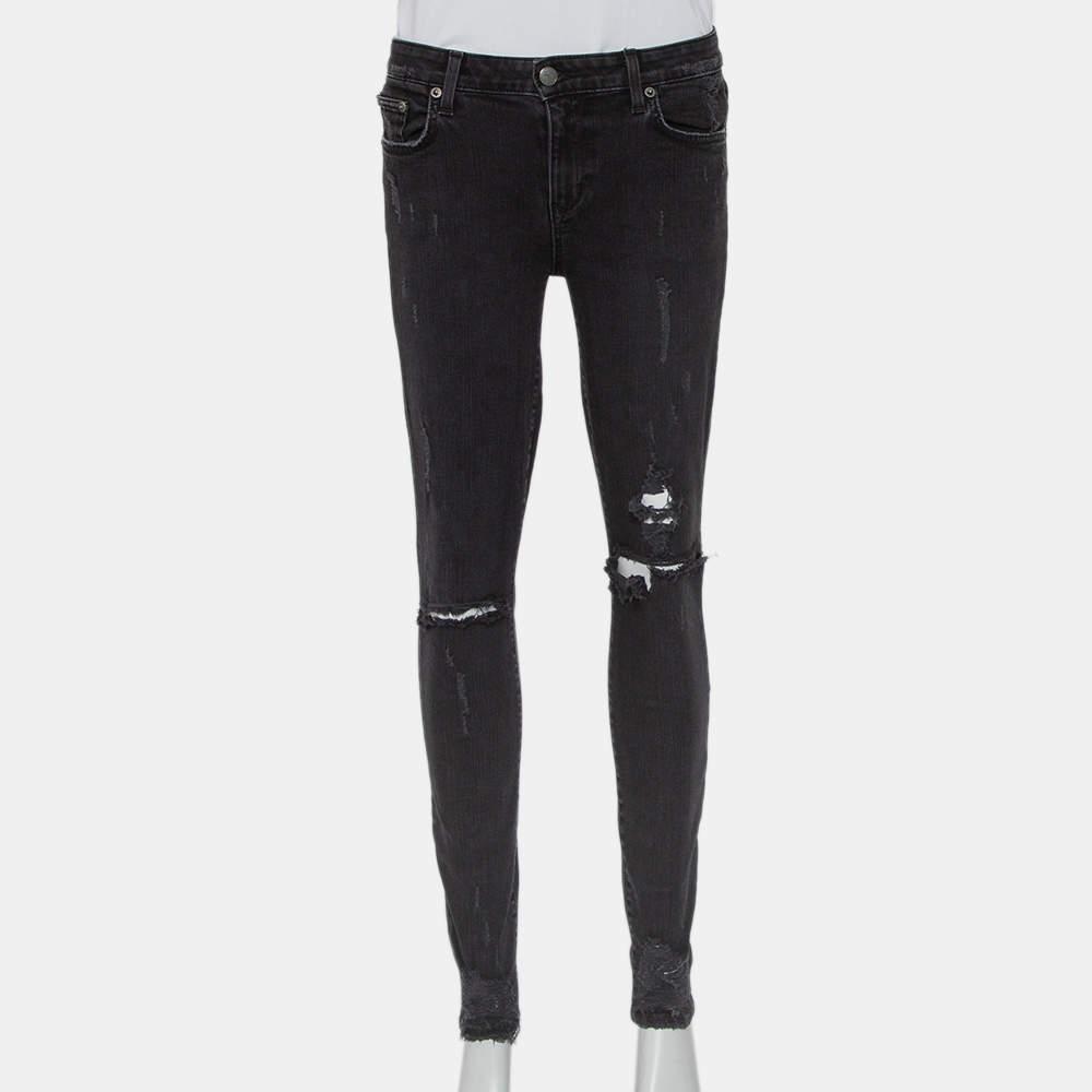 Lovers + Friends Lovers + Friends Black Denim Distressed Skinny Ricky Jeans M