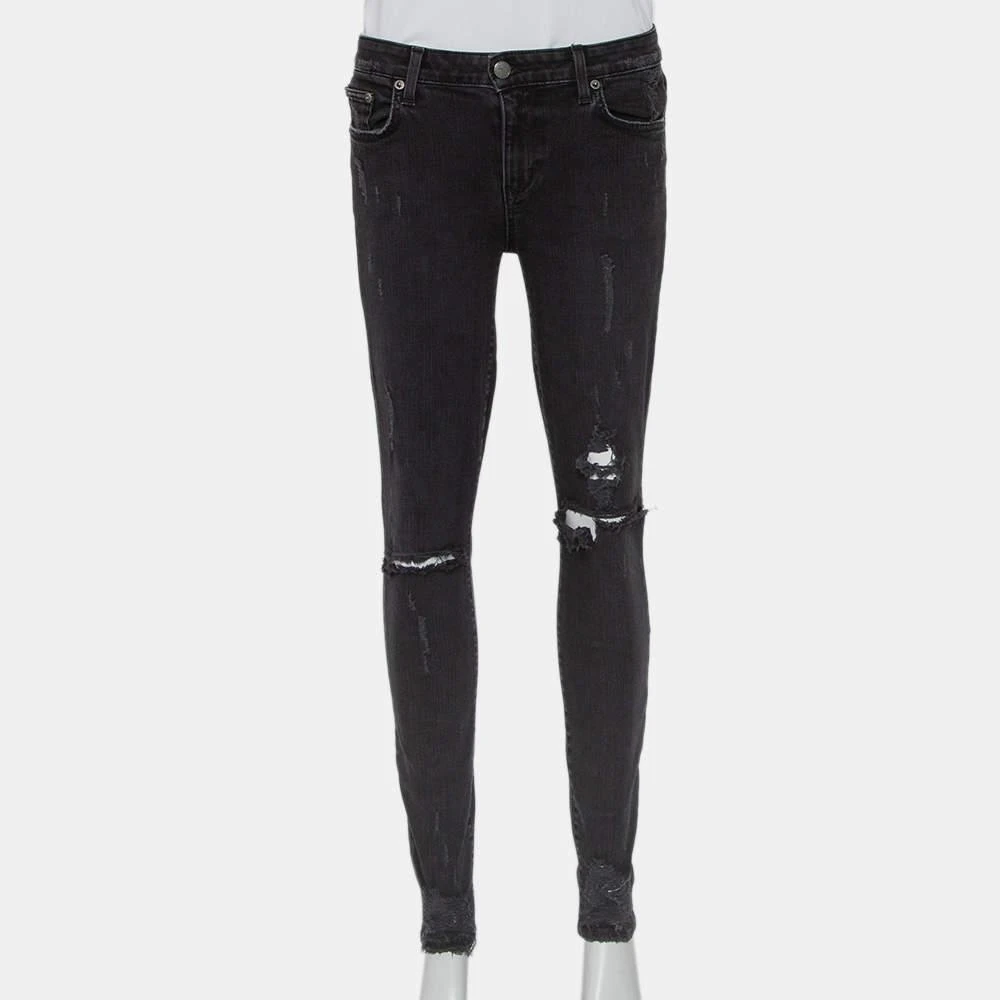 Lovers + Friends Lovers + Friends Black Denim Distressed Skinny Ricky Jeans M 1