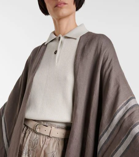 Brunello Cucinelli Striped linen cape 4