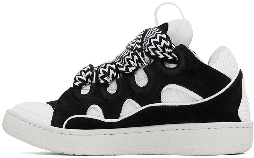 Lanvin Black & White Leather Curb Sneakers 3