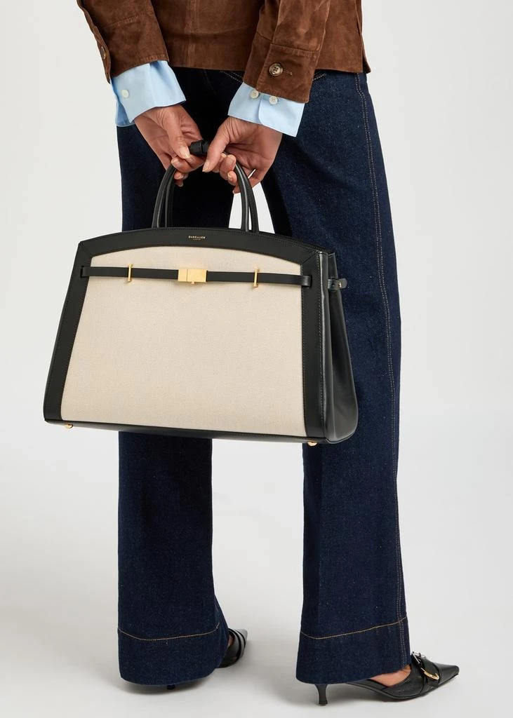 Demellier The Hudson leather and canvas top handle bag 7