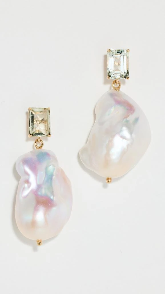 MATEO 14k Green Amethyst and Baroque Pearl Drop Earrings 1