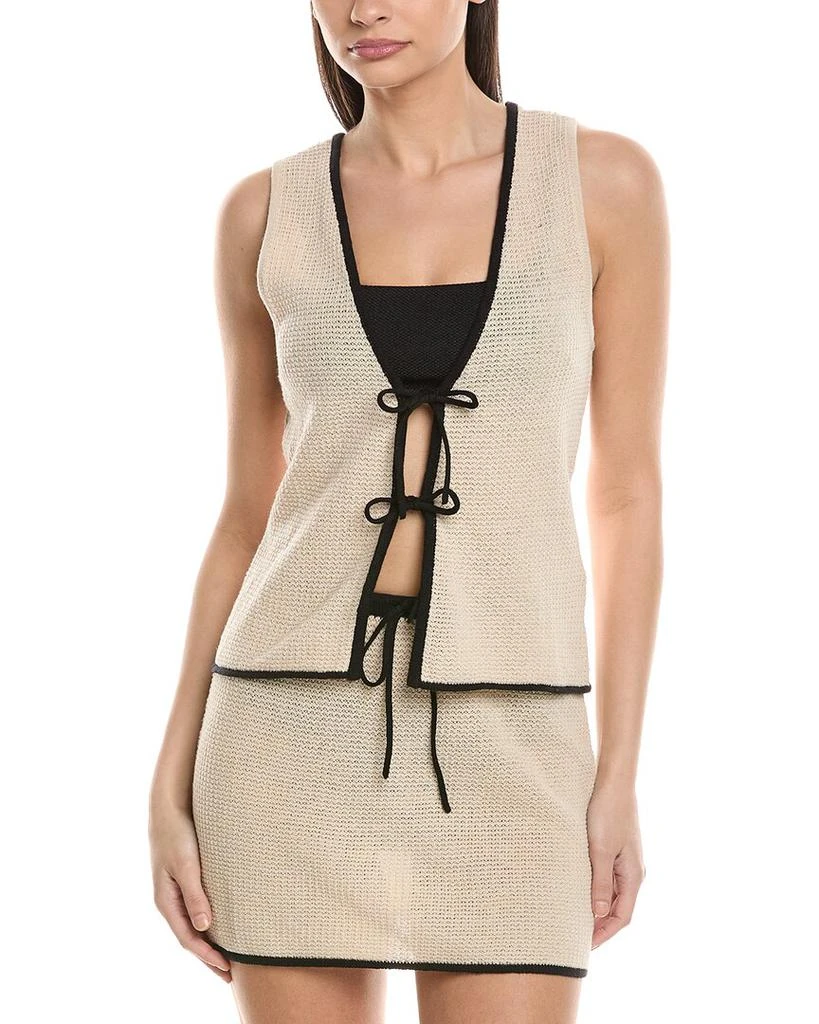 Onia Linen-Blend Tie Front Tank