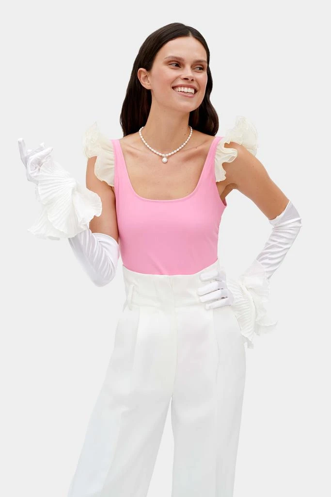 Sleeper Zephyr Ruffle Gloves in White 3
