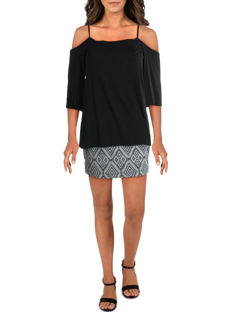 Bailey 44 Womens Cold Shoulder Drop Waist Mini Dress