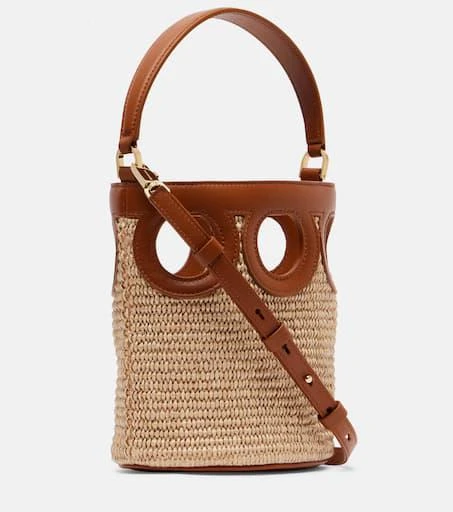 Salvatore Ferragamo Ganci Frame Small raffia bucket bag 4