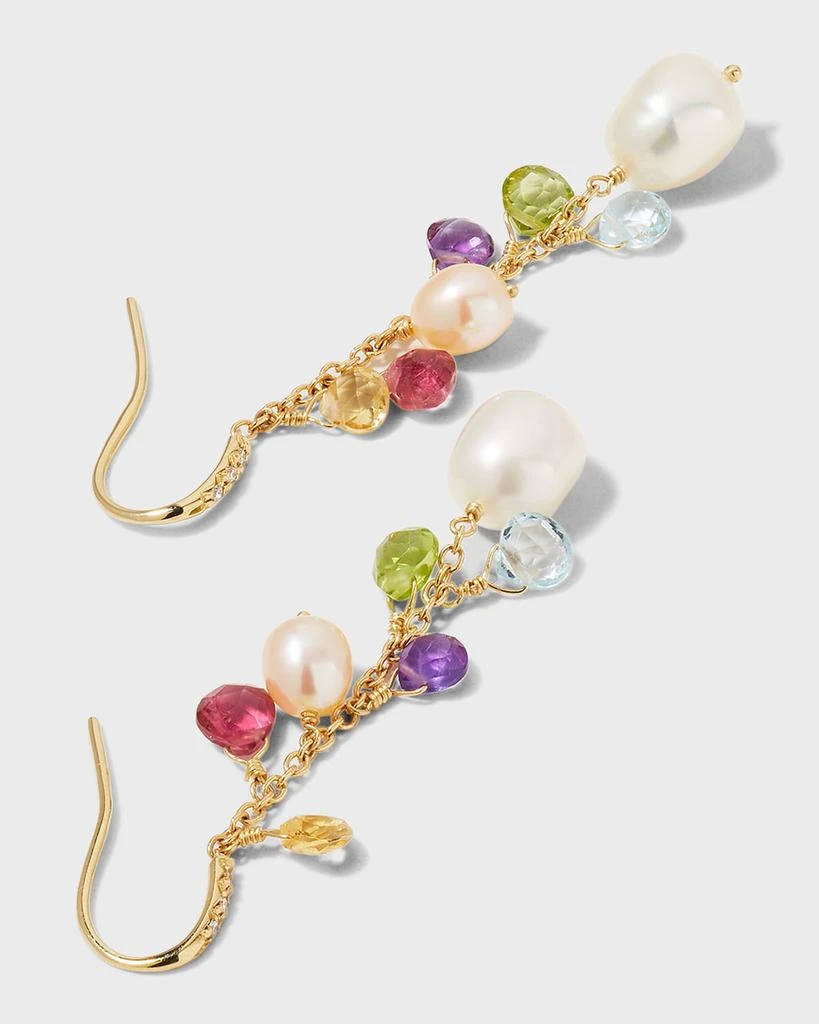 Marco Bicego Paradise 18K Yellow Gold Diamond Hook Earrings With Mixed Gemstones 4