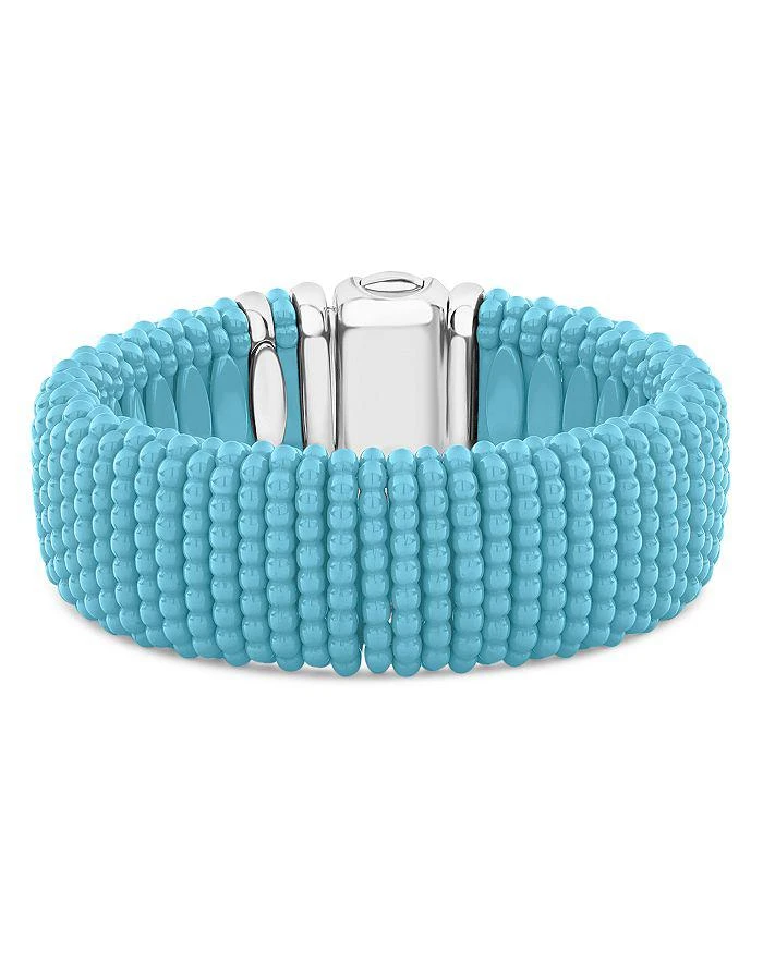 LAGOS Sterling Silver Caviar Blue Ceramic Statement Bracelet 1