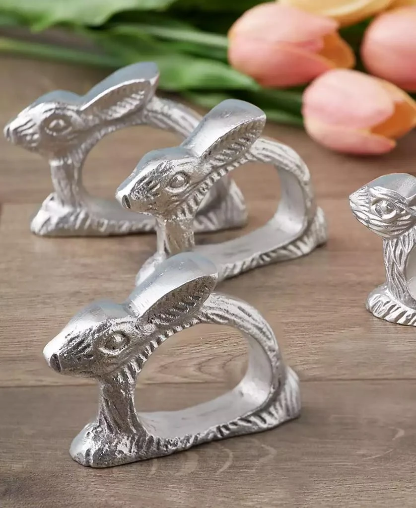 Design Imports Silver Rabbit Napkin Ring, Set of 4 2