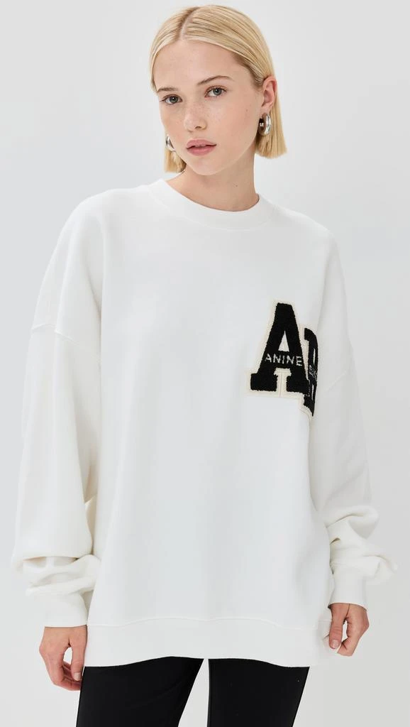 ANINE BING Miles Sweatshirt Letterman Off White 2