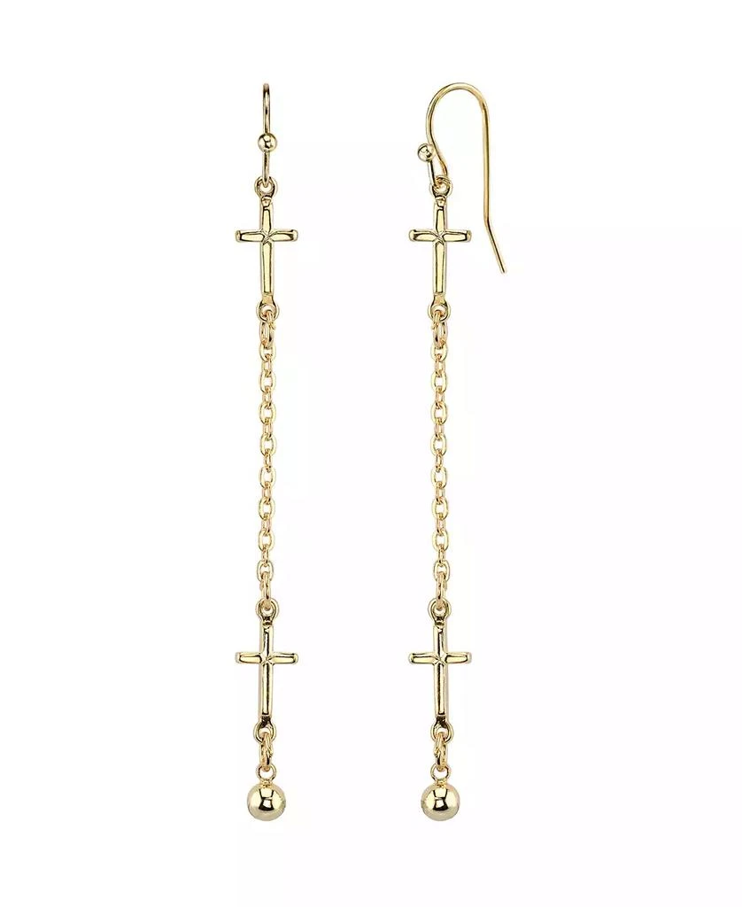 2028 14K Gold-tone Cross Chain Linear Drop Earrings 1