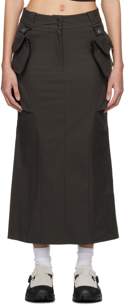 Hyein Seo Khaki Cargo Midi Skirt