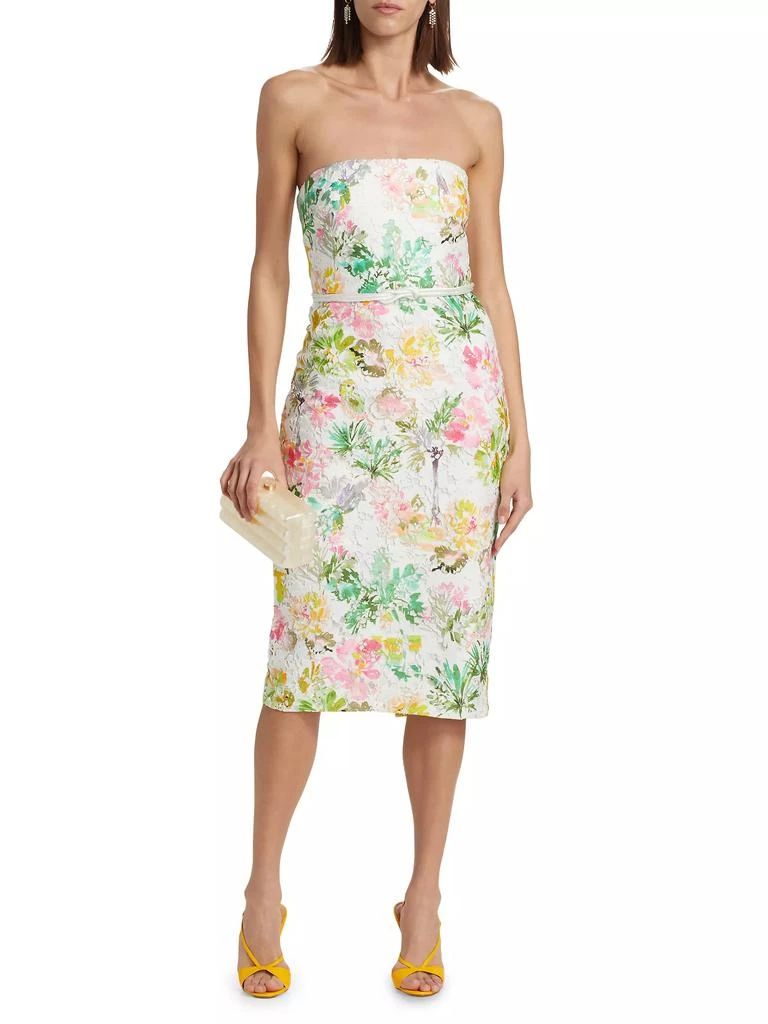 Badgley Mischka Floral Lace Strapless Cocktail Dress 3