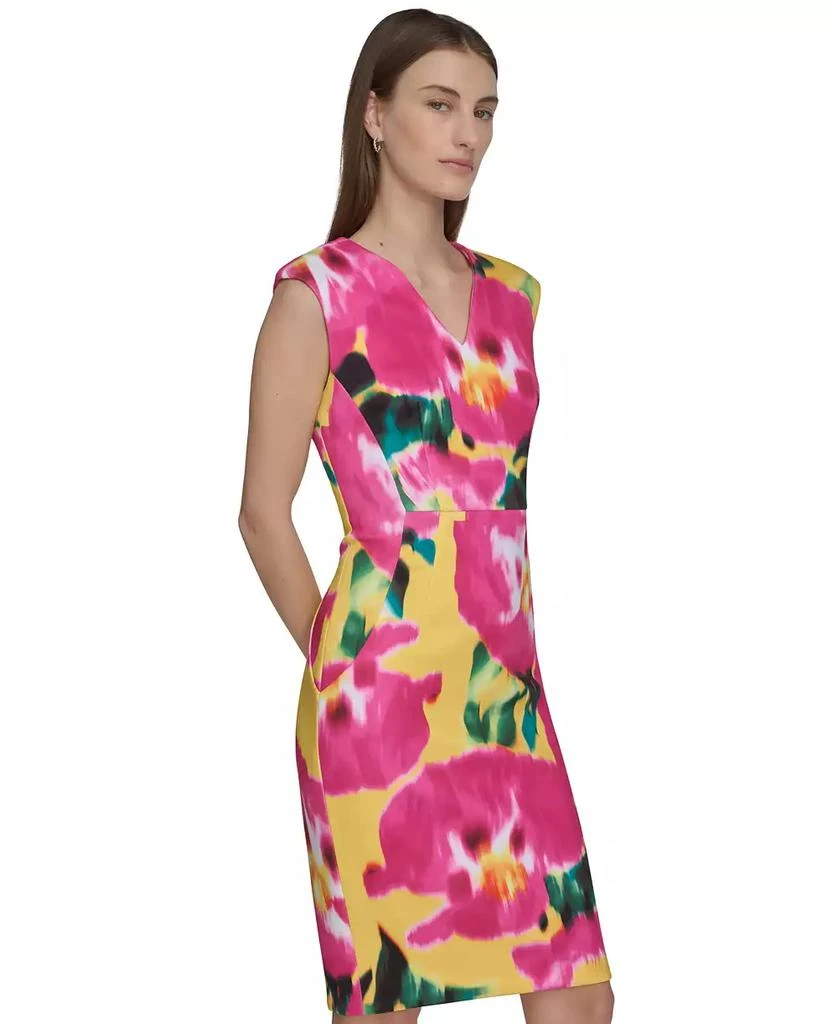 Calvin Klein Women's Floral-Print Scuba Sheath Dress 3