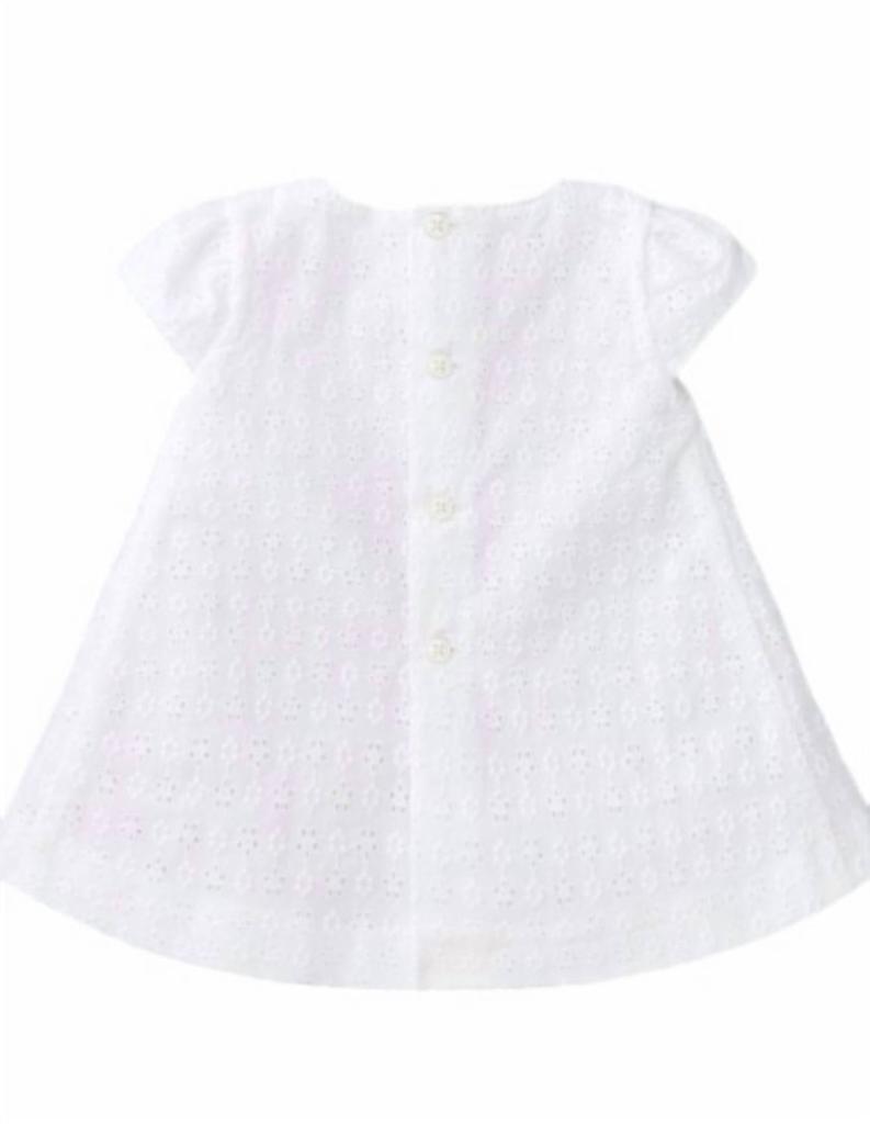 Paz Rodriguez Baby Embroidered Fabric Dress In White