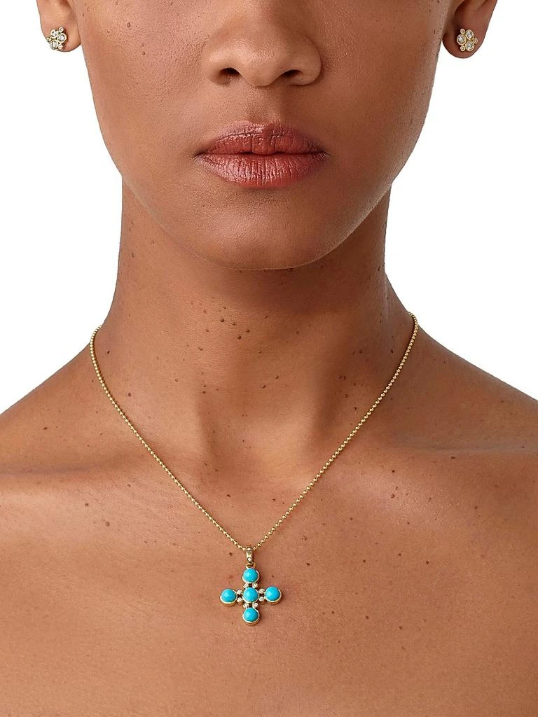 Temple St. Clair Florence86 18K Yellow gold, Turquoise 
Diamond Four Elements Cross Pendant 3