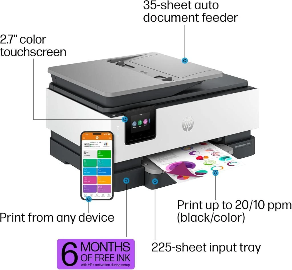HP OfficeJet Pro 8138e Wireless All-in-One Color Inkjet Printer Scan Copy Fax 2