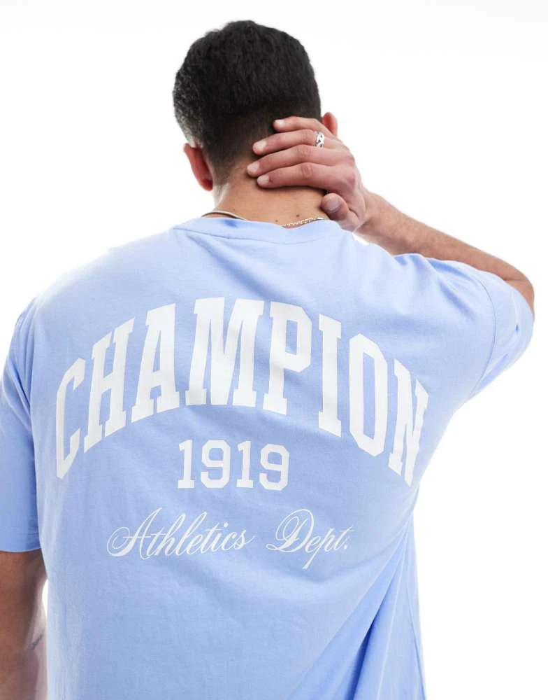 Champion varsity back print t-shirt in blue – On Sale Now with Up