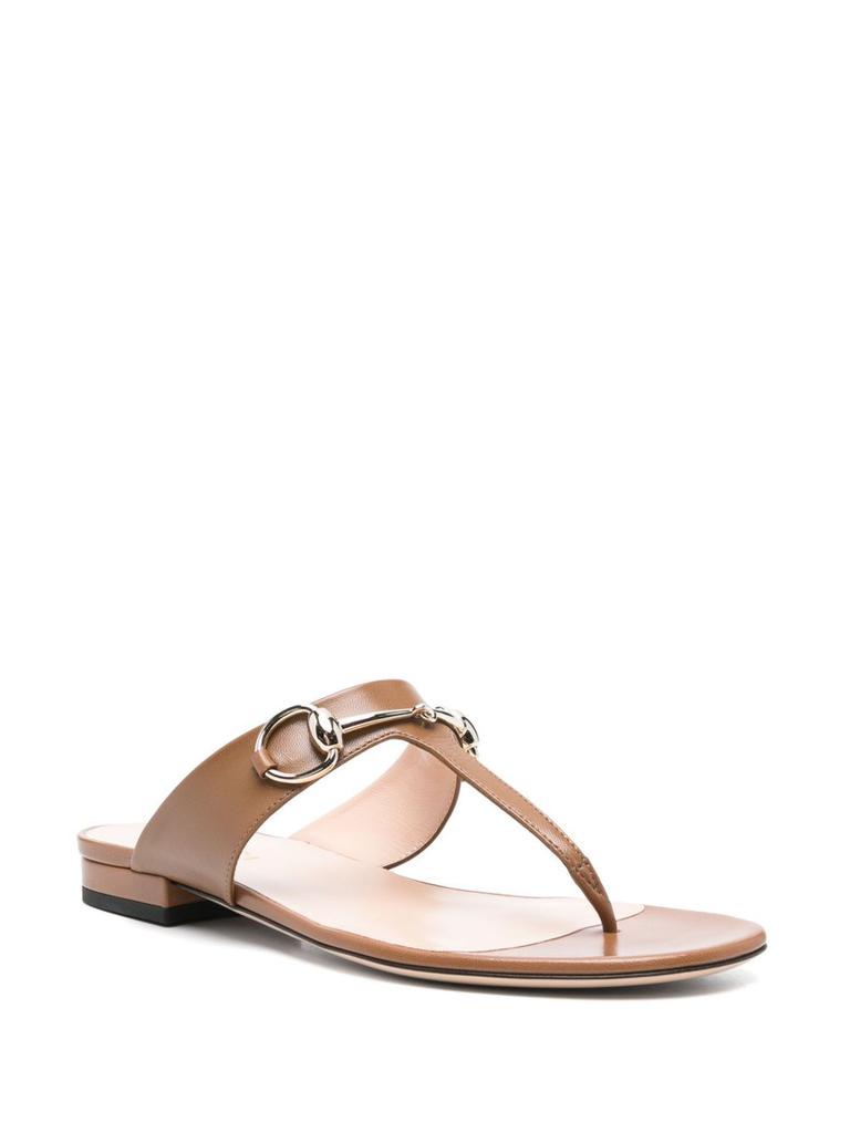 Gucci GUCCI - Lady Horsebit Leather Thong Sandals