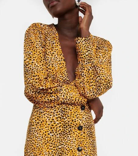 Ganni Leopard-print crêpe midi dress 4