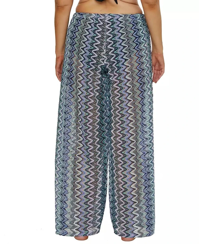 Becca Plus Size Sundown Stripe Crochet Split-Leg Pants Swim Cover-Up 4