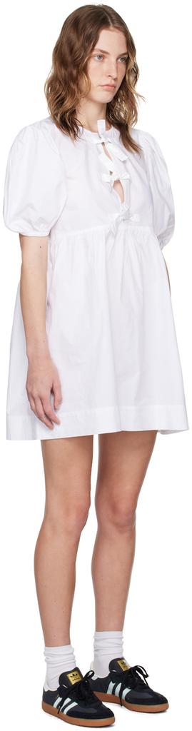 Ganni White Tie String Minidress