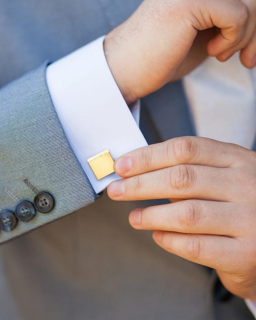 LINK UP Men's Square Brushed Gold-Tone Cufflinks