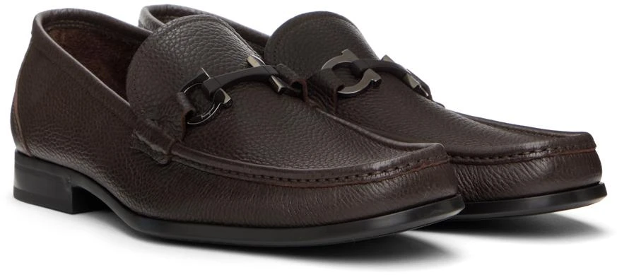 Salvatore Ferragamo Brown Gancini Ornament Loafers 4