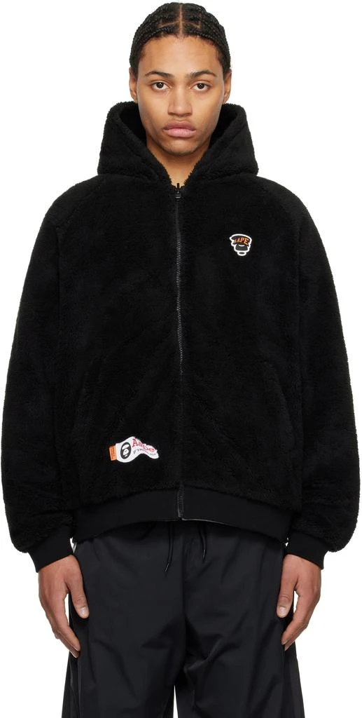 AAPE by A Bathing Ape Black & Gray Moonface Logo Zip-Up Reversible Hoodie 1