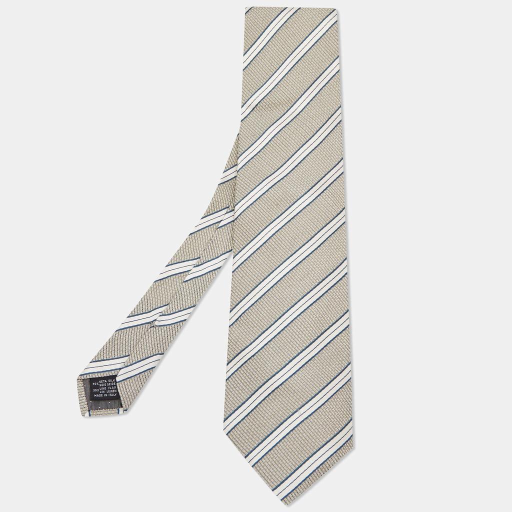 Gianfranco Ferre Gianfranco Ferre Beige Striped Linen Silk Tie