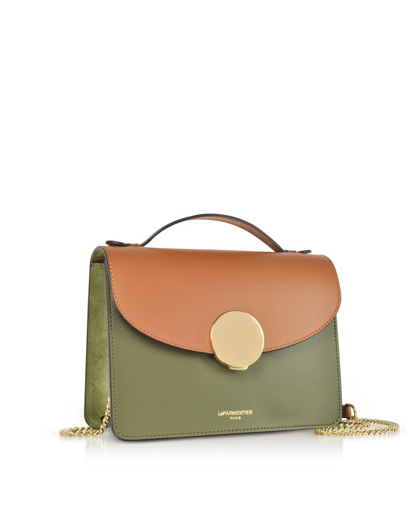 LePARMENTIER Paris New Ondina Color Block Flap Top Leather Satchel Bag