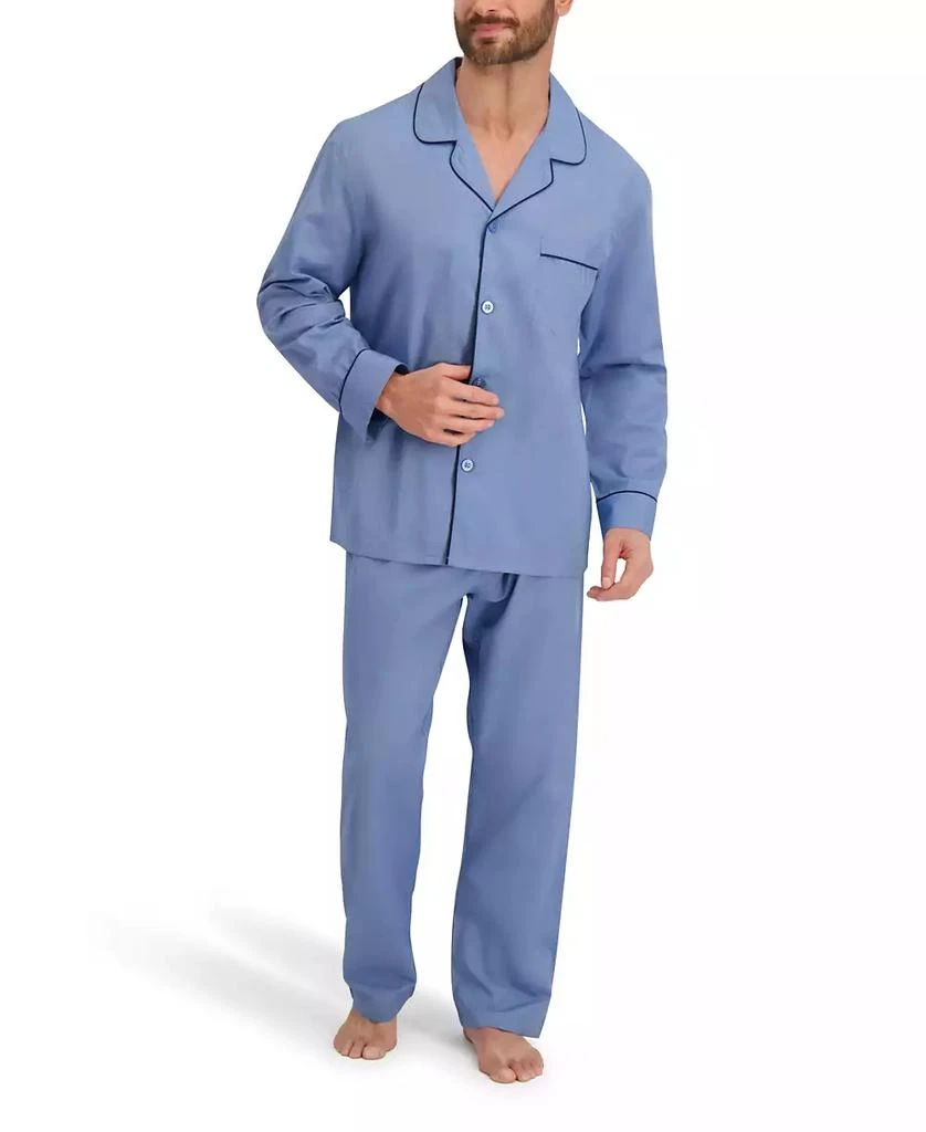 Hanes Men
s Woven Button Down Pajama Sleep Set