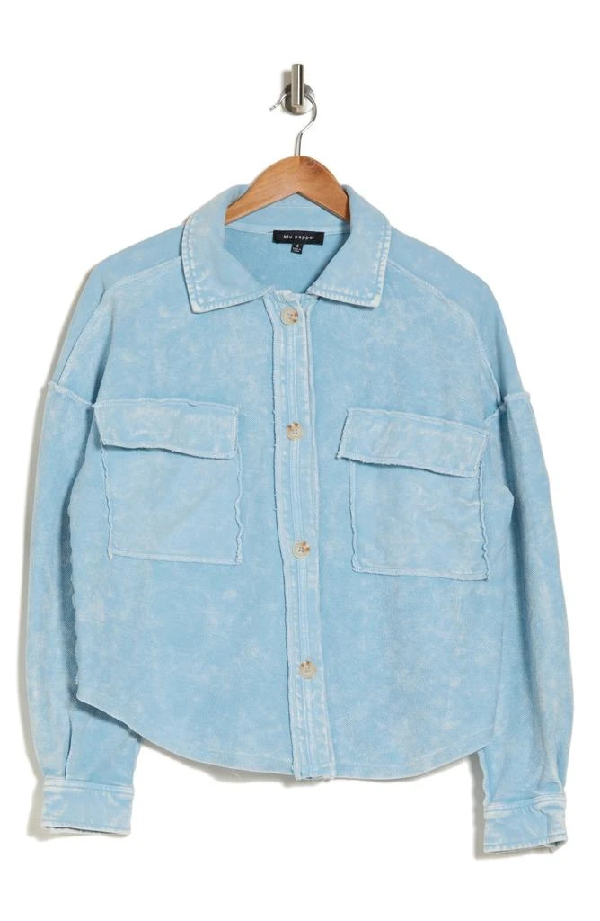 Blu Pepper Washed Patchwork Shacket 3