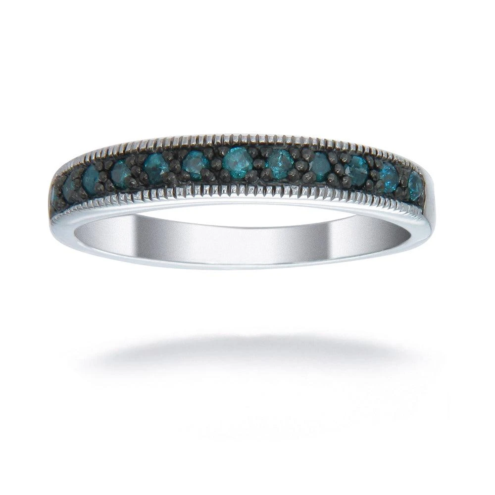 Vir Jewels 1/4 cttw Blue Diamond Ring Wedding Band with Milgrain .925 Sterling Silver 5