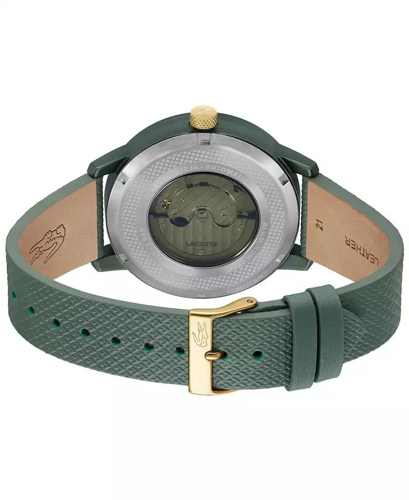 Lacoste L.12.12 Automatique Men's Green Leather Strap Watch 44mm 3
