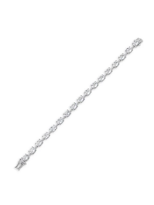 CZ by Kenneth Jay Lane Rhodium Plated & Cubic Zirconia Tennis Bracelet 1