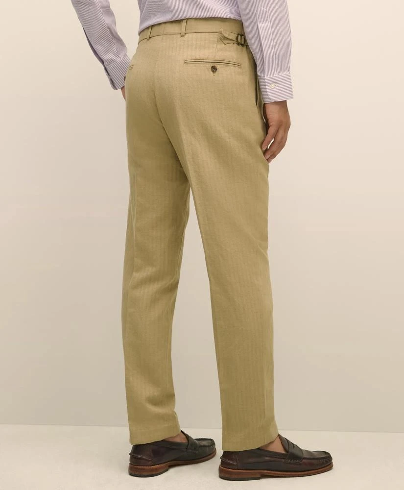 Brooks Brothers Slim Fit Cotton-Linen Herringbone Single-Pleat Suit Pants 5