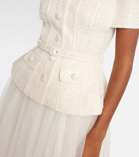 Self Portrait Bridal sequined bow-detail peplum midi dress 5