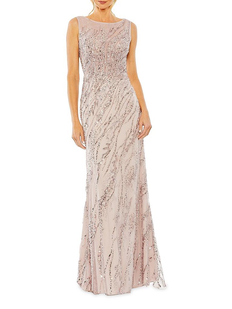 Mac Duggal Evening Sleeveless Boatneck Sequin Beaded Gown - Dresses \u0026  Skirts - Free Shipping - BeyondStyle