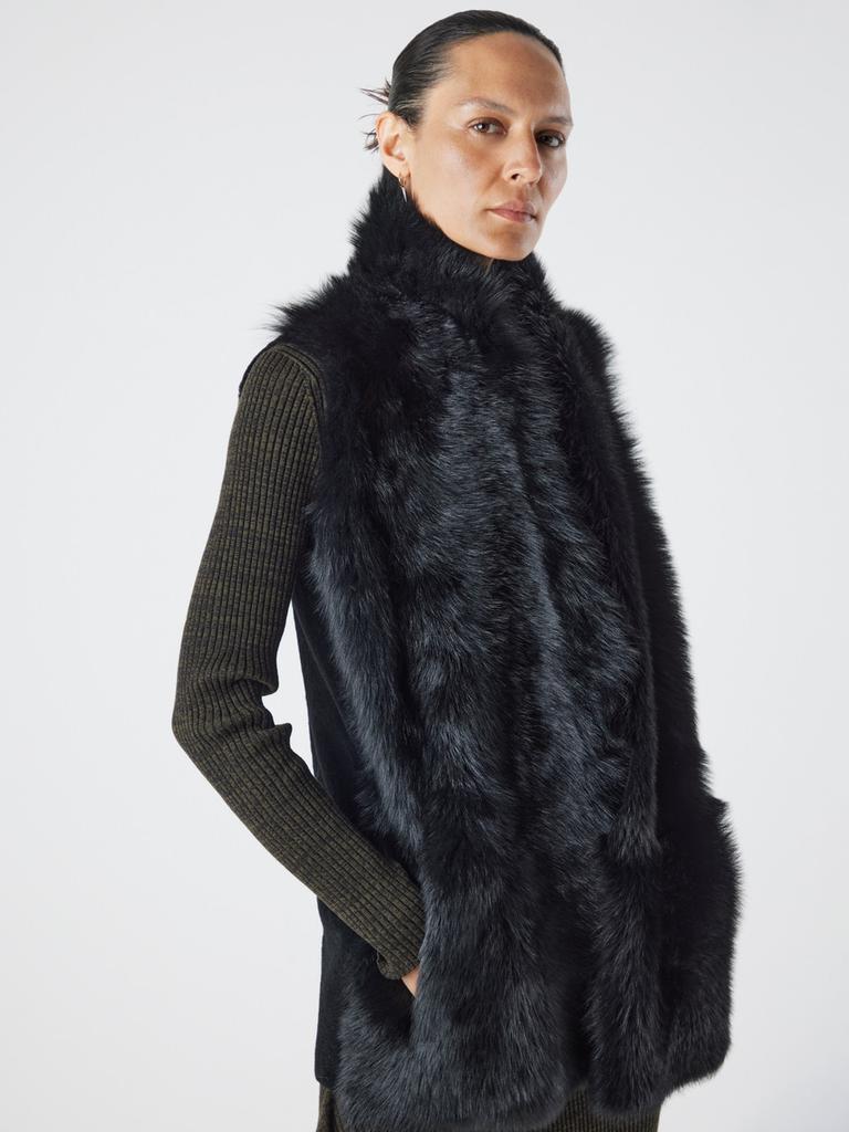 Gushlow & Cole Natural edge mid-length shearling gilet