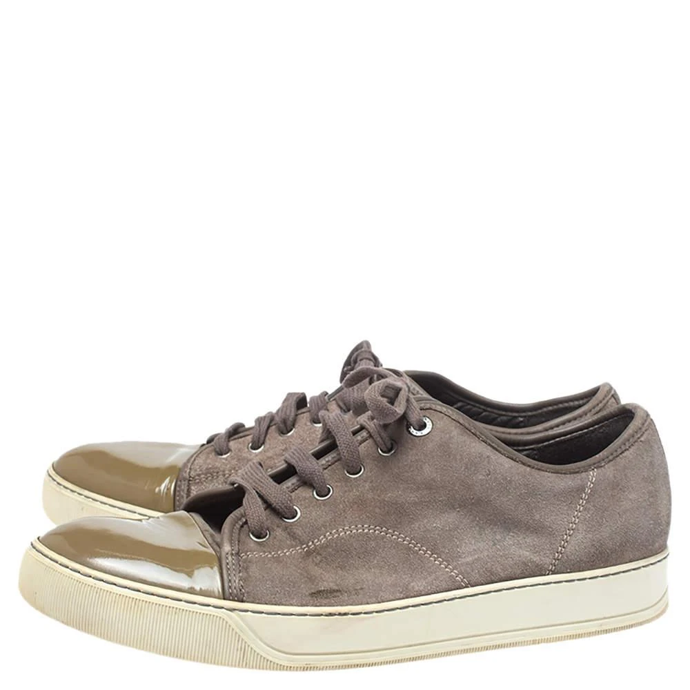 Lanvin Lanvin Brown/Green Patent And Suede Leather Low Top Sneakers Size 43 4