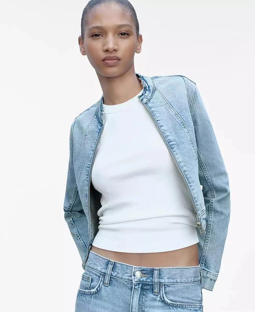 Mango Women's Zipper Denim Jacket 1