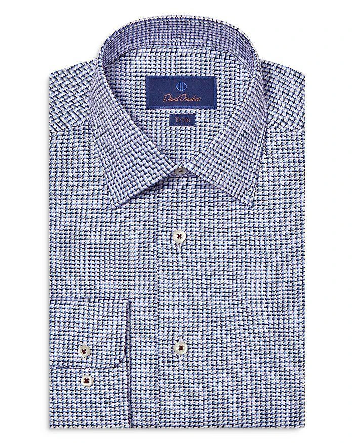 David Donahue Trim Fit Micro Basket Check Dress Shirt 1